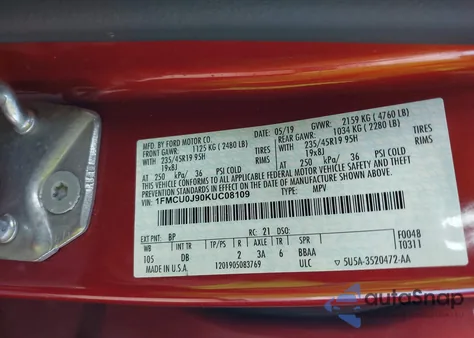 2019 Ford Escape Titanium из США, поврежденный, VIN 1FMCU0J90KUC08109